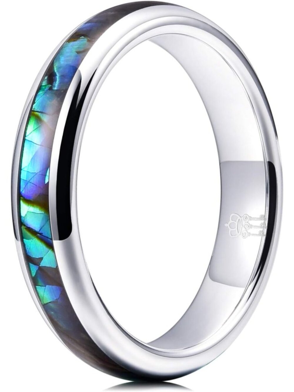 Stylish Tungsten Wedding Band with Abalone Shell Inlay - Unique Men's Ring